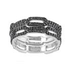 1/8 Carat T.w. Black Diamond Sterling Silver Chain Link Ring Set, Women's, Size: 6