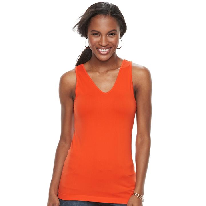 Women's Apt. 9&reg; Essential Reversible Seamless Tank, Size: L/xl, Drk Orange