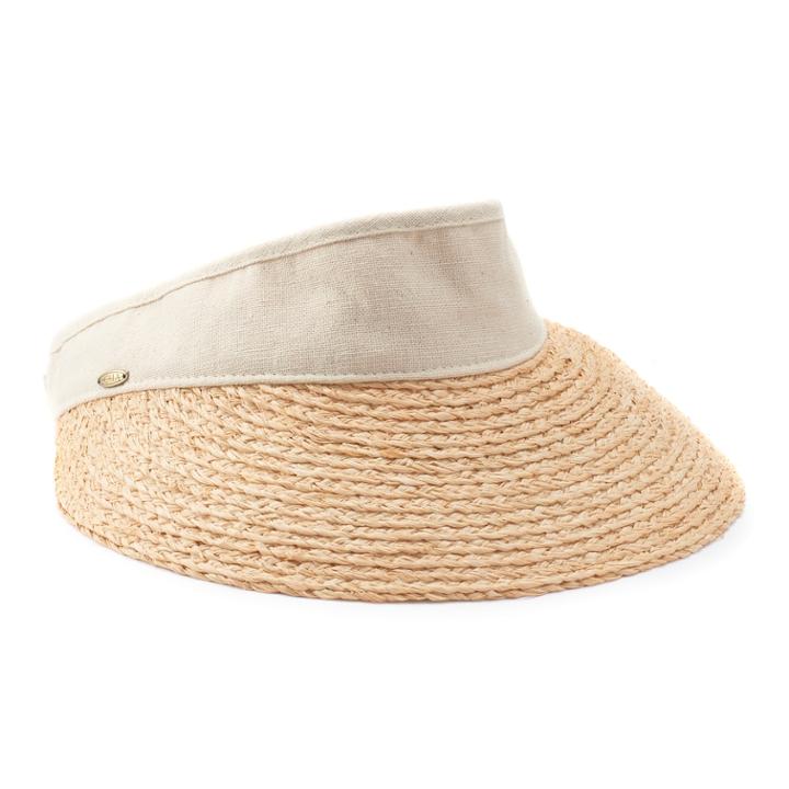 Woven Raffia Visor, Women's, Beige