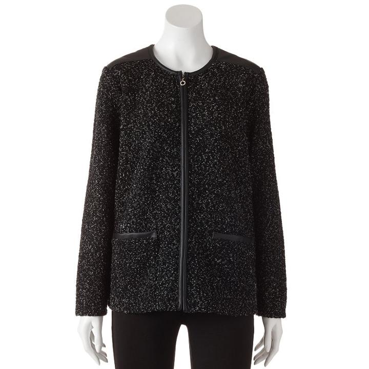 Women's Cathy Daniels Boucle Sweater Jacket, Size: Xl, Black