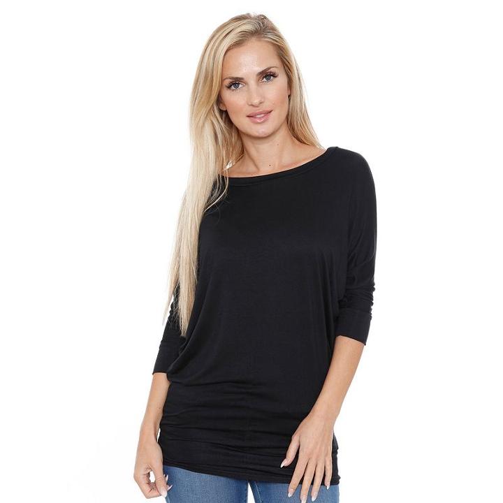 White Mark, Women's Dolman Tunic, Size: Medium, Black