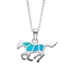 Journee Collection Blue Opal Sterling Silver Horse Pendant Necklace, Women's, Size: 18