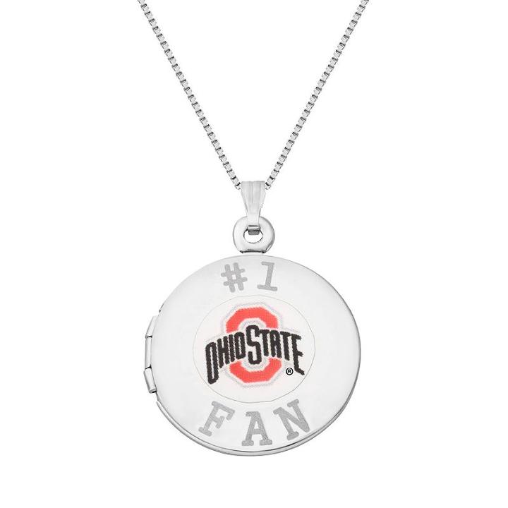 Sterling Silver Ohio State Buckeyes #1 Fan Locket Necklace, Women's