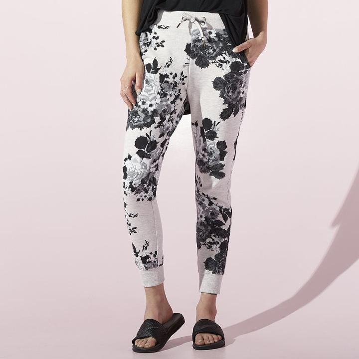 Women's Juicy Floral French Terry Jogger Pants, Size: Xl, Light Grey