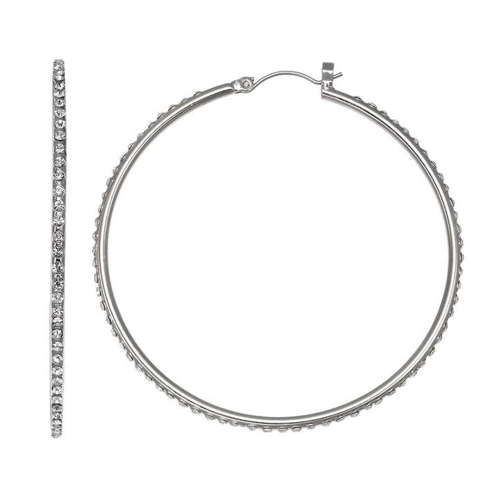 Jennifer Lopez Simulated Crystal Nickel Free Hoop Earrings, Girl's, Multicolor
