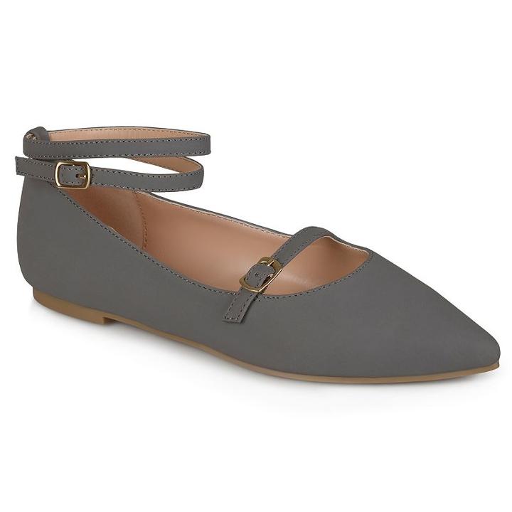 Journee Collection Nilly Women's Ankle Strap Flats, Girl's, Size: 9, Grey