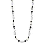 Napier Long Black & White Beaded Link Necklace, Women's, Multicolor