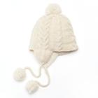Sijjl Women's Cable-knit Wool Trapper Hat, White