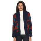 Women's Woolrich Harvest Southwest Open-front Cardigan, Size: Large, Dark Blue