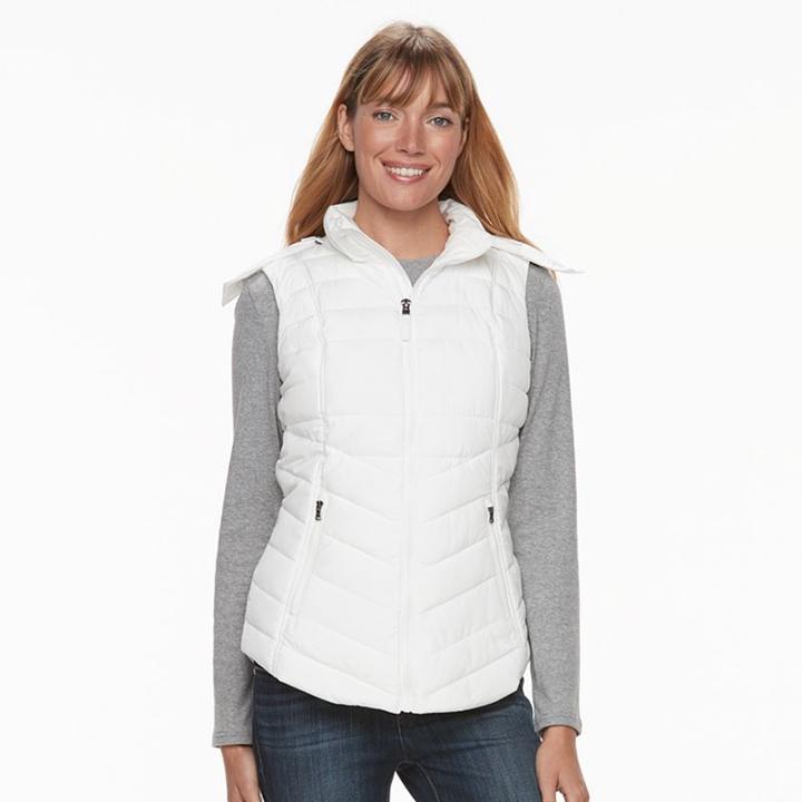 Women's Tek Gear Hooded Puffer Vest, Size: Large, White