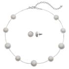 Napier Circle Station Necklace & Stud Earring Set, Women's, White