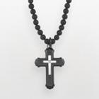 Axl By Triton Stainless Steel Black Ion Plate Diamond Accent Cross Pendant - Men, Size: 18