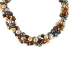 Sterling Silver Dyed Freshwater Cultured Pearl Twist Multistrand Necklace, Women's, Multicolor