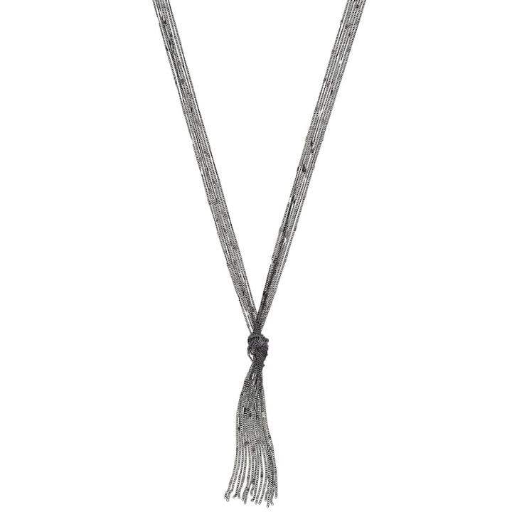 Multistrand Lariat Tassel Necklace, Women's, Black
