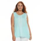 Design 365, Plus Size Embroidered Linen Blend Tank, Women's, Size: 2xl, Green Oth