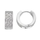 Dana Buchman Cubic Zirconia Hinged Hoop Earrings, Women's, Silver