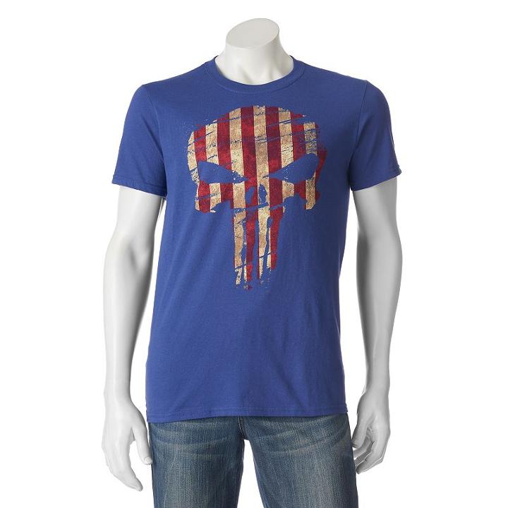 Men's Marvel The Punisher American Flag Tee, Size: Large, Blue (indigo)