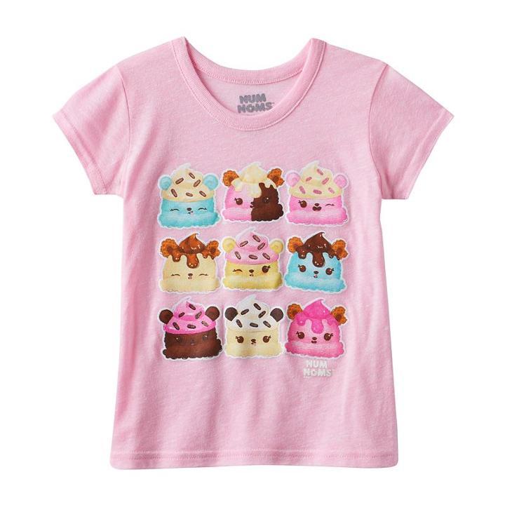 Girls 4-6x Num Noms Glitter Tee, Girl's, Size: 6, Light Pink