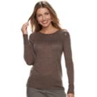Women's Apt. 9&reg; Embellished Yoke Sweater, Size: Small, Dark Grey