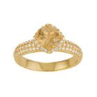 14k Gold Over Silver Citrine & Lab-created White Sapphire Halo Ring, Women's, Size: 8, Orange