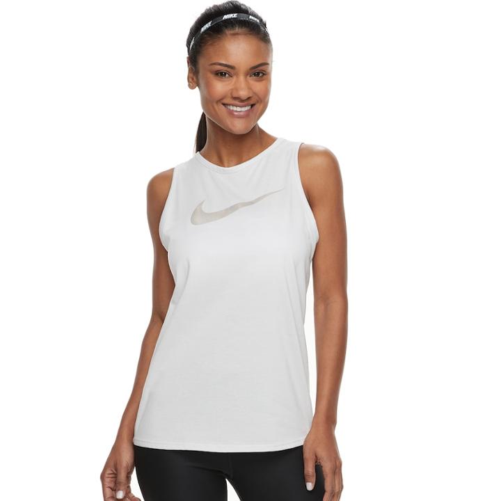 Women's Nike Dry Training Swoosh Graphic Tank, Size: Small, Grey