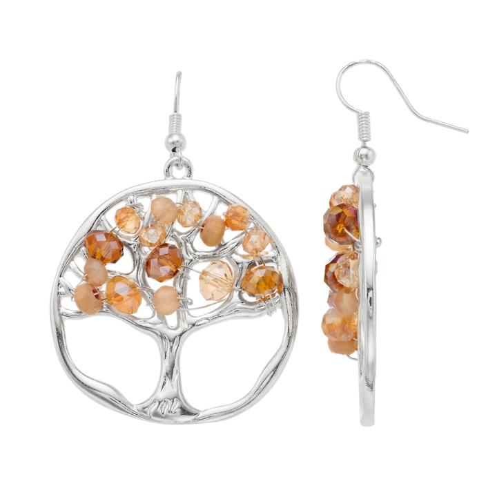 Believe In Beaded Nickel Free Tree Of Life Drop Earrings, Women's, Multicolor