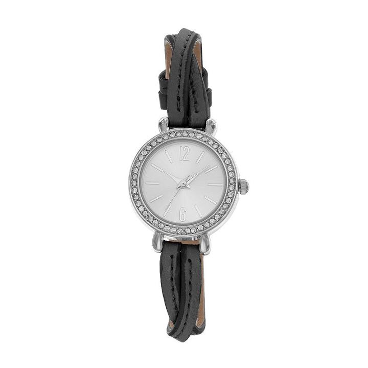 Women's Crystal Crisscross Watch, Black