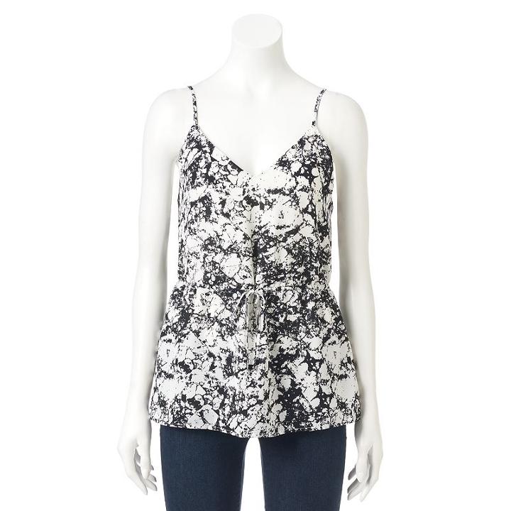 Women's Apt. 9&reg; Drawstring Crepe Tank, Size: Large, White