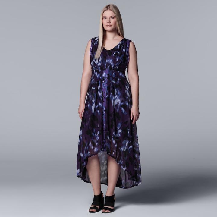 Plus Size Simply Vera Vera Wang Pleated High-low Maxi Dress, Women's, Size: 0x, Med Purple