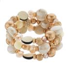 Brown Beaded Stretch Bracelet Set, Women's, Lt Beige