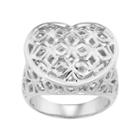 Sterling Silver Openwork Heart Ring, Women's, Size: 7, Grey