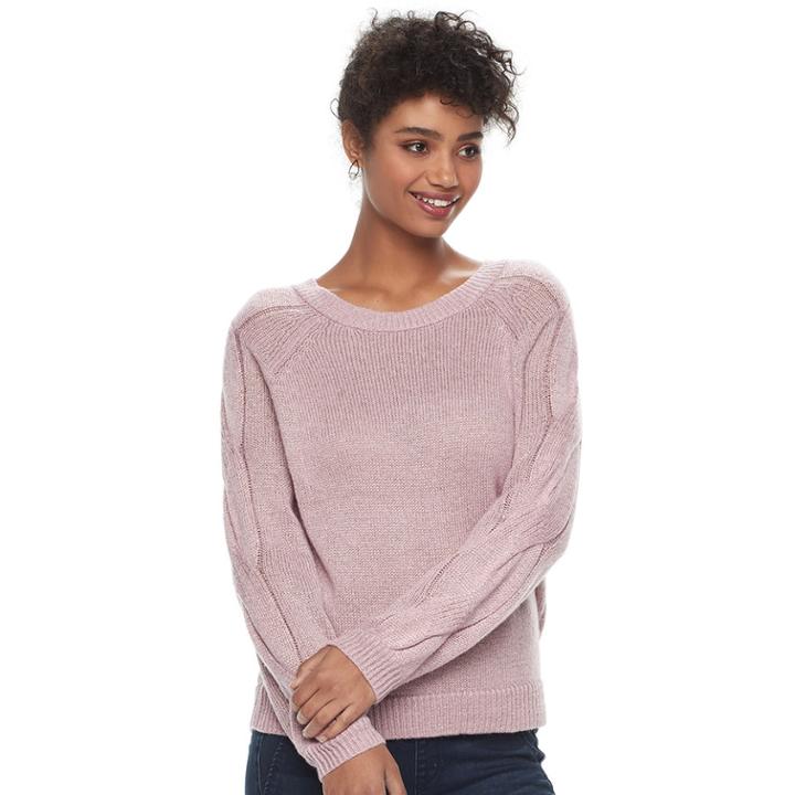 Women's Apt. 9&reg; Cable-knit Sleeve Sweater, Size: Small, Light Pink