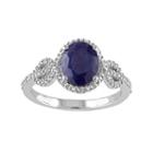 10k White Gold Sapphire & 1/4 Carat T.w. Diamond Ring, Women's, Size: 6, Blue