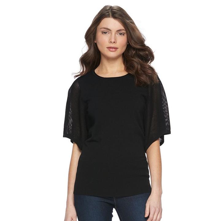 Women's Apt. 9&reg; Pointelle Top, Size: Medium, Black