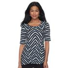 Women's Dana Buchman Print Elbow Sleeve Sharkbite Top, Size: Xs, Silver