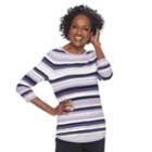 Women's Croft & Barrow&reg; Striped Crewneck Sweater, Size: Xl, Drk Purple