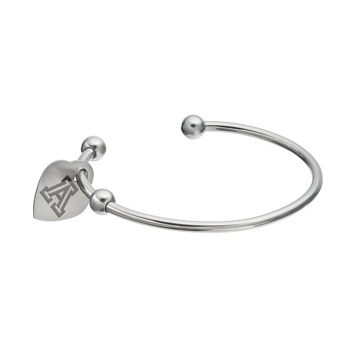 Fiora Stainless Steel Arizona Wildcats Charm Cuff Bracelet, Women's, Size: 7.5, Grey