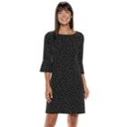 Women's Elle&trade; Print Midi Shift Dress, Size: Small, Black