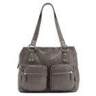 R & R Leather Zip Pocket Leather Tote, Women's, Brown