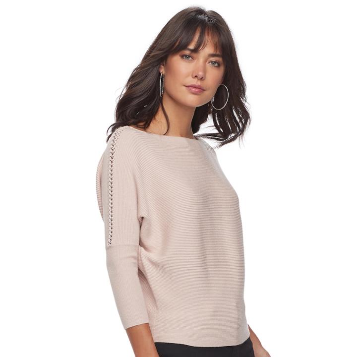 Women's Jennifer Lopez Ribbed Dolman Sweater, Size: Medium, Pink