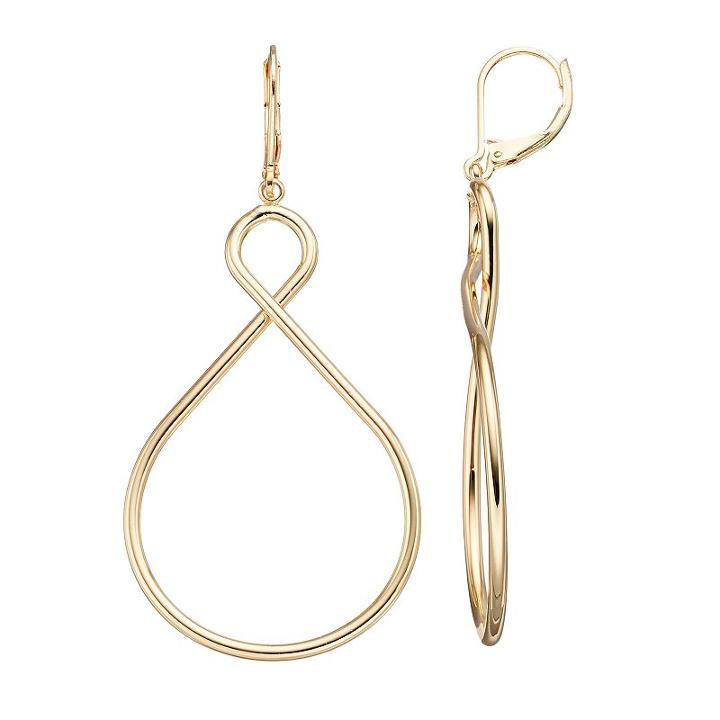 Dana Buchman Infinity Hoop Nickel Free Drop Earrings, Women's, Gold