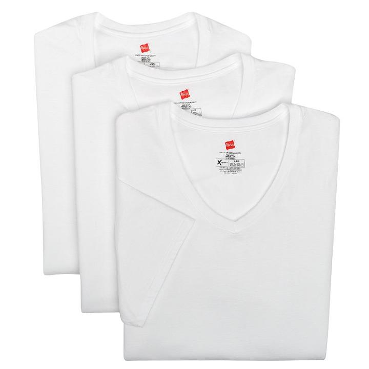 Men's Hanes 3-pk. Ultimate X-temp V-neck Tees, Size: Xl, White
