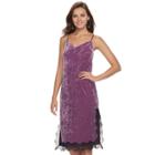 Women's Apt. 9&reg; Velvet Lace Slip Dress, Size: Small, Med Purple