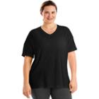 Plus Size Just My Size Mesh Yoke V-neck Tee, Women's, Size: 5xl, Black