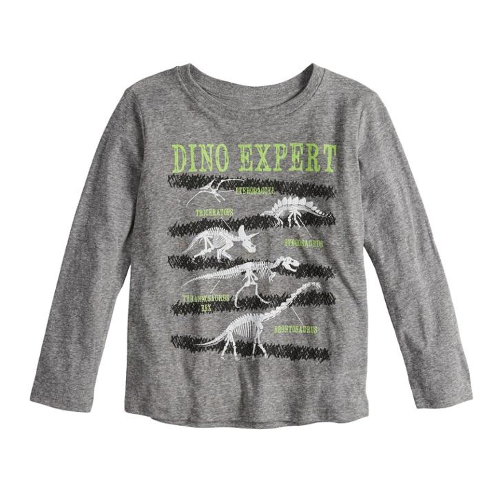 Boys 4-8 Jumping Beans&reg; Dino Expert Skeleton Dinosaurs Graphic Tee, Size: 7, Grey