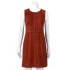 Women's Apt. 9&reg; Studded Faux-suede Fit & Flare Dress, Size: 14, Red