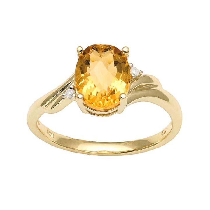 10k Gold Citrine And Diamond Accent Ring, Women's, Size: 6, Orange