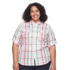 Plus Size Croft & Barrow&reg; Roll-tab Woven Shirt, Women's, Size: 3xl, Light Pink
