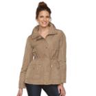 Women's Weathercast Hooded Anorak Jacket, Size: Large, Beig/green (beig/khaki)