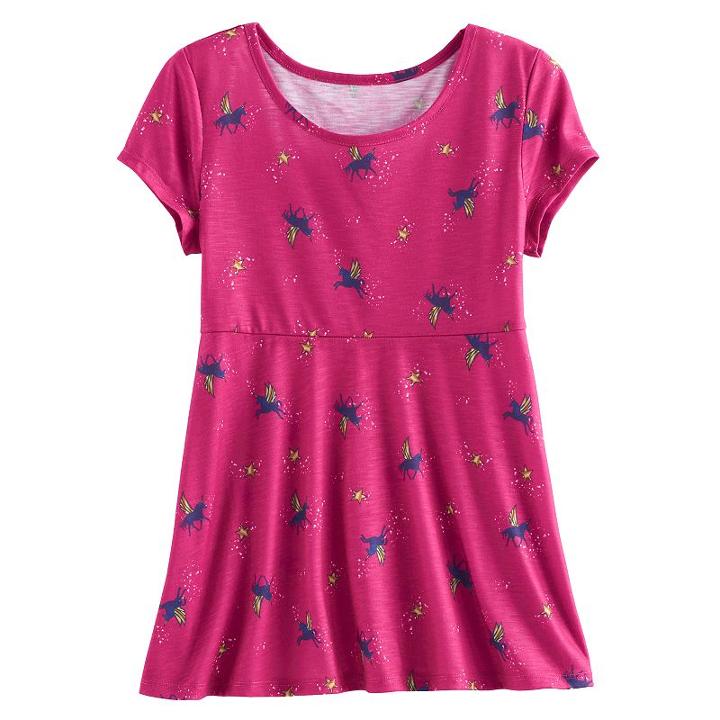 Girls 7-16 & Plus Size So&reg; Patterned Swing Legging Tee, Size: 10, Med Pink